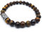 Wikinger Futhark Rune Edelstein Armband (18/21 cm, Damen/Herren) in Geschenkbox | Schutz Glück Energie (21, Rune URUZ Tigerauge | Stärke Energie Ausdauer)