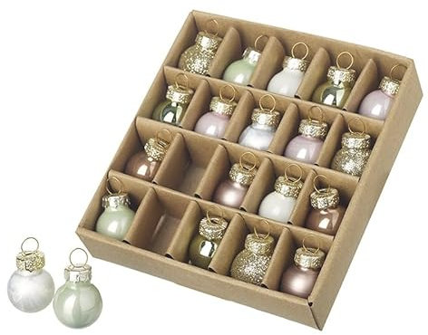 Heaven Sends Lot de 20 mini boules de Noël en verre Rose et blanc 2 cm