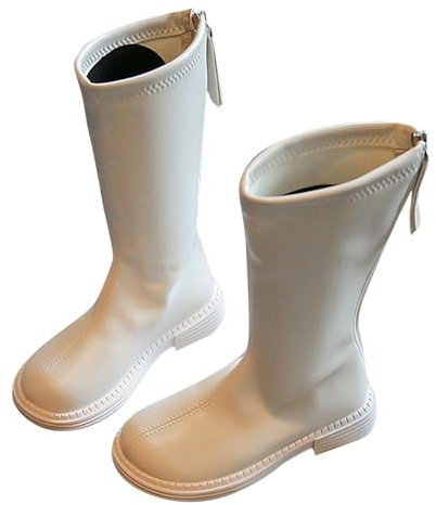 Generico Stivali Pioggia Bambina 21 Scarpe Danza Classica Stivaletti con Plateau Neri per Bambine con Cerniera Frontale Scarpe da Calde Scarpe Mary Jane Ballerina Bambina Scarpe (Beige, 33 Big Kids)