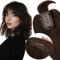 Elailite Echthaar Hair Topper Dunkelbraun Clip in Haartopper Damen mit Pony 45cm Clip in Haarteil Toupet 53g Basis 7x13cm #2