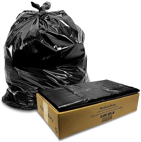 JeeJaan® 100 Large Bin Bags Large Medium Duty Black Refuse Sacks for Household Garbage 80L Capacity Strong Black Bin Liners for –Rubbish Garbage Bags - (18 x 29 x 39)