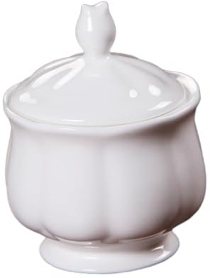 TOPBATHY Sucrier En Céramique 180 Ml Couvercle En Porcelaine Pour Conserver Les Bonbons Porcelaine Blanche