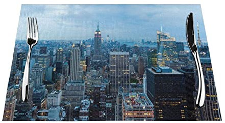 New York Fashion Platzsets und Untersetzer-Sets mit Stadtdruck, 1/4/6, Tischset für Esstisch, Küche, rutschfest, hitzebeständig, Platzset