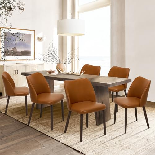 COLAMY Gepolsterte Esszimmerstühle 6er Set, Moderne Küchenstühle mit gepolsterter Sitzfläche und Holzbeinen für Restaurant/Café, Hellbraun