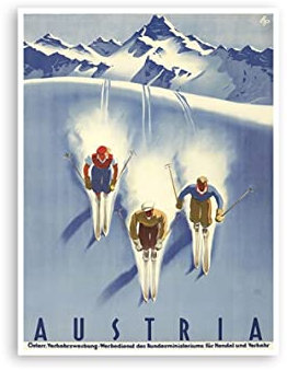 KZIWQ Metall-Blechschild „Ski Austria“, Retro-Dekor, Kunstschild für Zuhause, Küche, Bar, Café, Club, Höhle, Wanddekoration, Vintage-Reiseschild, 15 x 30 cm