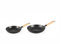 lätt Home Set di padelle in ghisa antiaderente, adatte per cucina a induzione a gas, piano cottura elettrico, forno lavastoviglie, manico in legno chiaro rimovibile, set 2 diametri 24-28 cm