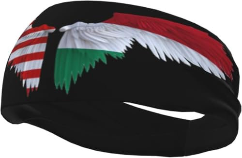 Stirnband mit Amerika-Ungarn-Flagge, Sport-Schweißbänder für Männer und Frauen, Workout, Athletik, Laufen, Yoga, Basketball, Fitnessstudio, Unisex, Haarband, Armbänder