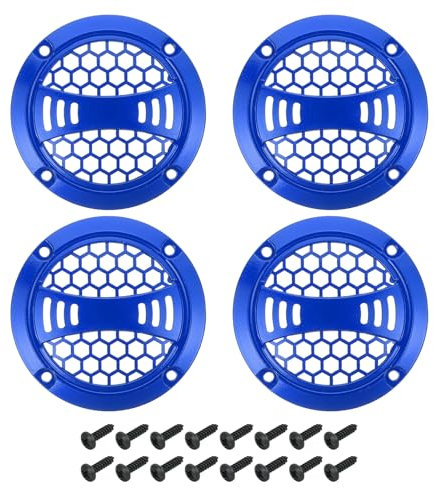 sourcing map 4 Pcs 2inch Blue Speaker Grill Mesh Plastic Woofer Guard Protector Dust Cover Blue Decorative Circle Plastic Frame with Screws for Home Audio Car Speaker Replacement