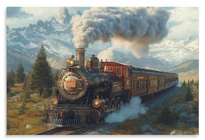 TharEau Dampfzug Leinwand Bilder Bahn Leinwanddruck Deko Wandbilder Wandbilder Dekoration Wasserdicht Hochwertiger Kunstdruck Für Schlafzimmer, Heimdekoration 16x24inch(40x60cm)
