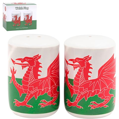 The Leonardo Collection Welsh Dragon Salt and Pepper Kitchen Food Shaker | Ceramic Finish, Refillable Design, Decorative Tableware, Everyday Dining, Collector Gift