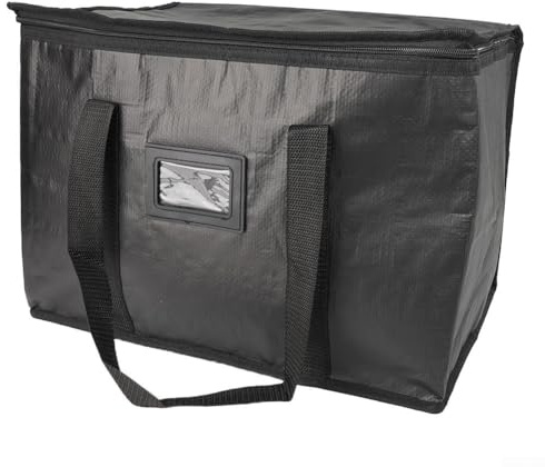 Große isolierte Lebensmittel-Liefertasche, 50 l, wasserdicht, Oxford mit Aluminiumfolienauskleidung für heiße und kalte Mahlzeiten, Pizza, Mitnehmen und Catering, Schwarz, 50 l