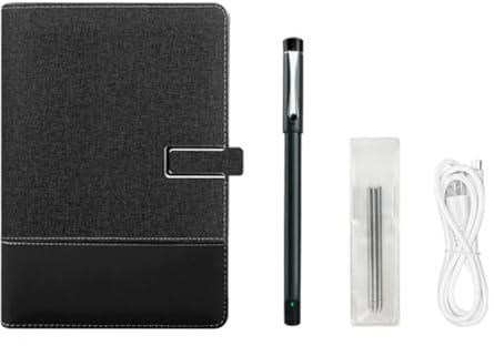 MoSundi Smart Pen Notebook Set mit Echtzeit-Digitalisierung und Bluetooth-kompatiblem Smart Pen für Studenten und Profis, Schwarz Smart Pen + Papier