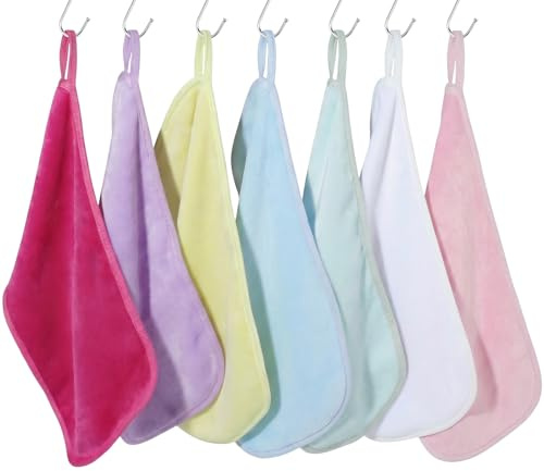Lanjue 7-Pack Mixed Makeup Remover Cloths Set, Reusable Flannel Face Towels | Soft Reusable Pads, Suitable for All Skin Types, Quick-Dry, for Home, Travel, School, Dorm, Gym, Daily Care, Mixed Colors