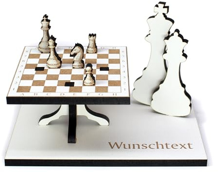 Schach - Deko Schachfigur personalisiert Gutschein, 12 × 8 cm | Mit Wunschtext, Schachbrett & Figuren, Gutschein Geschenkidee, Für Geburtstag Ruhestand Jubiläum