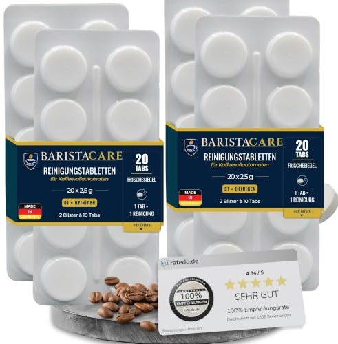 Reinigungstabletten für Kaffeemaschinen 2,5g Premium Coffee Machine Cleaning Tablets -Kaffeevollautomaten, Siebträger & Espressomaschinen (Sage, Siemens, Jura ++) – Made in Germany - 40Tabs