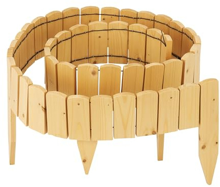 Relaxdays Beeteinfassung, 200 cm lang, flexibel, Sichthöhe: 10 cm, zum Stecken, Holz, Beetzaun, Rasenkante, Hellbraun