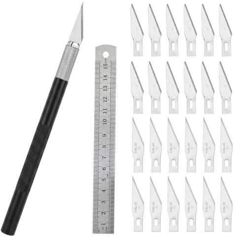 JYXNU 1 Pezzi Cutter Di Precisione, con 40 lame di Ricambio, 1 Righello, Coltello Artigianale Hobby Coltello Exacto，Modellismo Mini Cutter per Bisturi Modellismo Taglierino Hobby, Arte, Intaglio