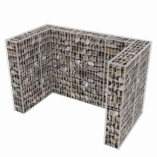 Abri pour 2 Poubelles, Cache Poubelle Cadre à Gabion pour Poubelles Extérieur Acier 180 x 100 x 120 cm