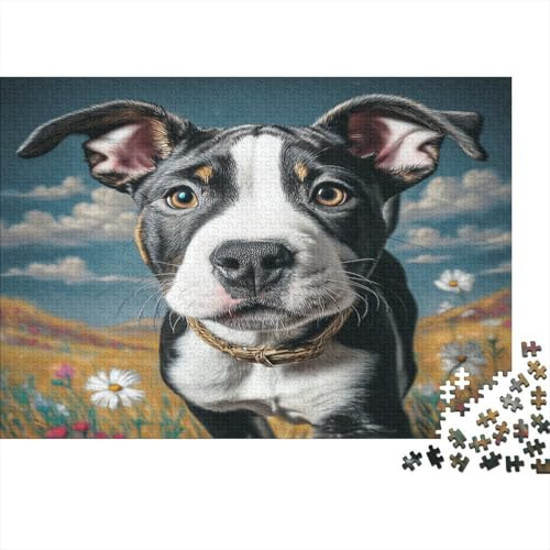 Cute Pet Dog Puzzle 1000 Teile Schwer Spielzeug Lernspiel Impossible Cute Goofy Bull Terrier Herausforderung Für Erwachsene Und Kinder Ab 12 Jahren 52x38cm/1000pcs