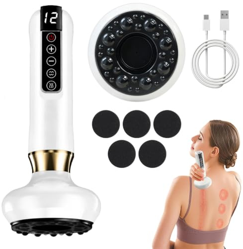 Cellulite Massagegerät, 4-in-1 Anti Cellulite Vakuum Massagegerät | Gua Sha, Schröpfen, Körperstraffung Lymphdrainage, 12 Saugstufen & Wärmetherapie Massagegerät für Ganzer Körperteil