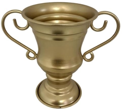 RoaQinFo Maceta Vintage con Forma de Trofeo, Contenedor de Plantas, Adorno Decorativo para El Hogar, Artesanía de Hierro, Maceta para Oficina, Escritorio, Oro