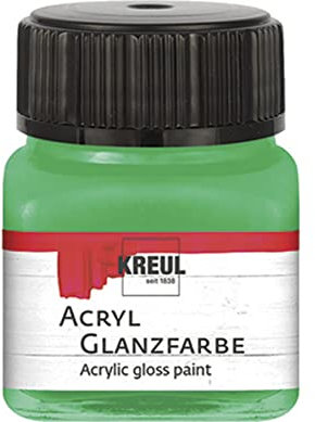KREUL 79208-Pintura, Cristal de 20 ml en Verde, Pintura acrílica Brillante y Lisa para Pintar y Manualidades, a Base de Agua, Resistente a la Saliva, Secado rápido y Opaco, 20