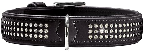 HUNTER SOFTIE TRILUXE Hundehalsband, Kunstleder, glitzernde Strasssteine, 55 (M), schwarz
