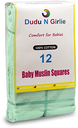 DuDu N Girlie Premium Qualität Baby Mullwindeln 100% Baumwolle, Super Weich, Made in EU, Minze