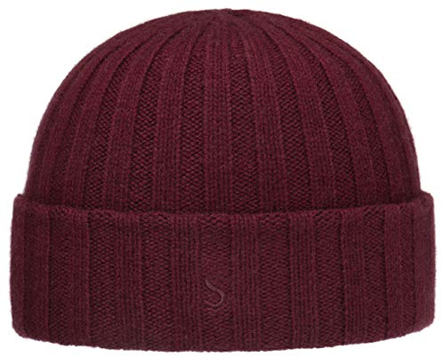 Stetson Surth Kaschmir Wintermütze - hochwertige Wollmütze Damen/Herren - Strickmütze aus 100% Kaschmirwolle - Einheitsgröße 55-60 cm - unifarbene Umschlagmütze Herbst/Winter Bordeaux One Size