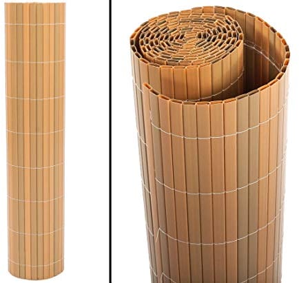 Garten Sichtschutz PVC, Sylt mit 180 x 200cm, Teak farbig - Kunststoffmatten Sichtschutz aus PVC Sichtschutzzäune Sichtschutzwand Gartensichtschutz Balkonsichtschutz Winschutz Sichtschutzwand