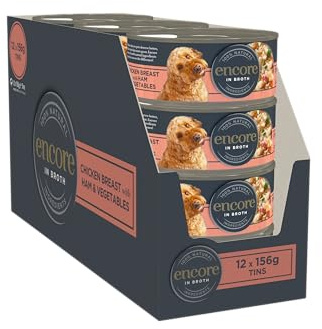 Encore Natural Wet Dog Food Cans, Chicken with Ham & Veg in Broth 12x156g