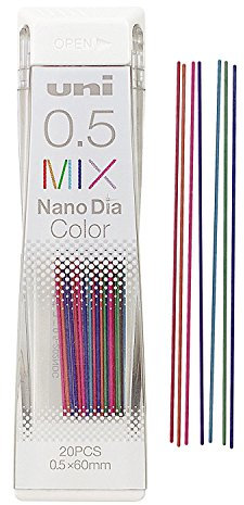 Uni Druckbleistift, NanoDia, farblich sortiert, 0,5 mm, 20 Minen