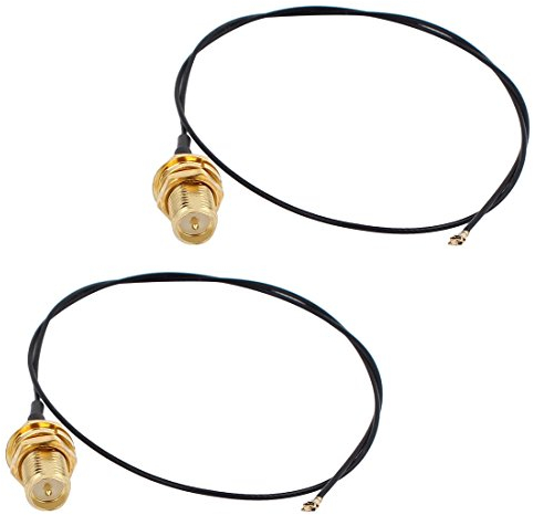 sourcing map 2Pcs RF0.81 Stecker 4 auf RP-SMA-K Antenne WiFi Pigtail Kabel 30cm Schwarz