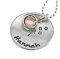 Halskette mit Gravur, Silberanhänger Plättchen rund, Geburtsstein, personalisierbare Silberkette mit Monatsstein