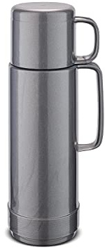 ROTPUNKT Isolierflasche 0,75 L mit integriertem Becher - Hochwertige Isolierkanne Made in Germany I Bis zu 24 h heiß & 36 h kalt (Andreas 80, Silverlight)