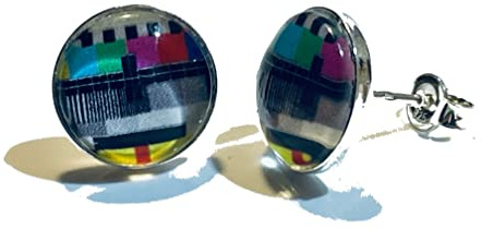 Testbild Sendepause 925 Sterling Silber 10mm Ohrringe Ohrstecker
