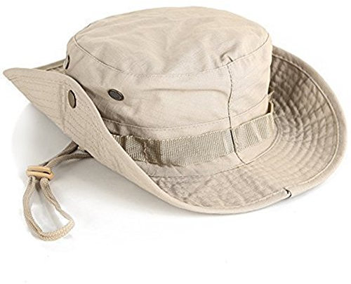 Amoyeric Unisexe Chapeau de Soleil Chapeau de Brousse Chapeau de Protection pour pêcheur Voyager Pêche Chapeau Anti-UV (Khaki)