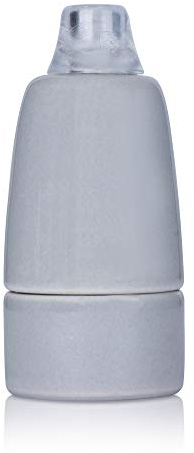 E14 Fassung aus Porzellan, Porzellanfassung Keramikfassung, grau glasiert, mit Klemmnippel