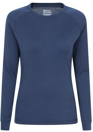 Mountain Warehouse Talus Womens Long Sleeves Baselayer Top - Thermal Underwear, Lightweight, Breathable, Warm & Easy Care - Autumn, Winter & Outdoors Navy (Round Neck) Women's Size 18