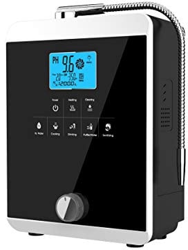 Máquina ionizadora de agua y purificador de agua, máquina de agua PH 3-11 ácido alcalino, 11 electrodos de placa, válvula de regulación para controlar PH y ORP/limpieza automática Blanco y negro.