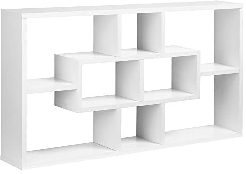 HOMCOM Pensile Libreria da Parete Sospesa 8 Vani in 3 Diverse Dimensioni, Mensola da Muro Design Antiribaltamento Pannelli di Truciolare Bianco 85x14.5x47.5cm Capacità: 20kg