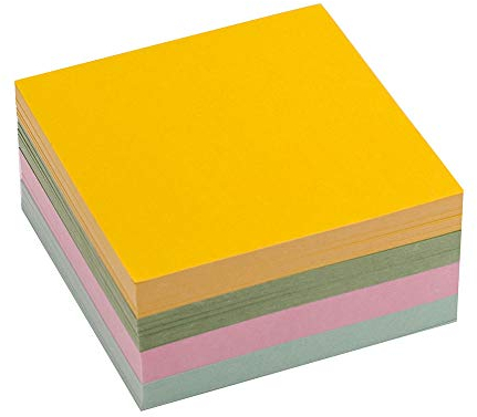 D.RECT Zettelklotz Notizklotz Ersatzpapier (für Zettelbox) | 85x85x40mm circa 350 blatt | sortiert Pastellfarbmix