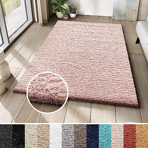 TAPISO Essence Teppich Hochflor Langflor Shaggy Rosa Rechteckig Super Weich Felloptik Schlafzimmer Wohnzimmer ÖKO-TEX 120 x 170 cm