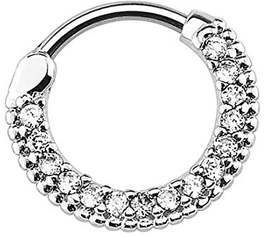 Taffstyle Segmentring Piercing Ring Clicker mit Glitzer Strass Kristall Septum Tragus Helix Ohr Nase Lippe Nasenring Nasenpiercing Silber Clear 1,2mm