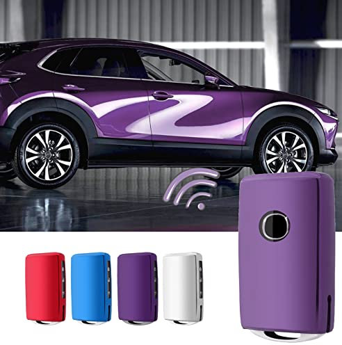 CDEFG Compatibile con Mazda 3 BP CX30 CX-30 CX-5 CX5 CX8 2020+ Custodia per Chiavi Auto con Telecomando TPU Silicone lucido Protettiva Cover per Chiavi Accessori (Viola)