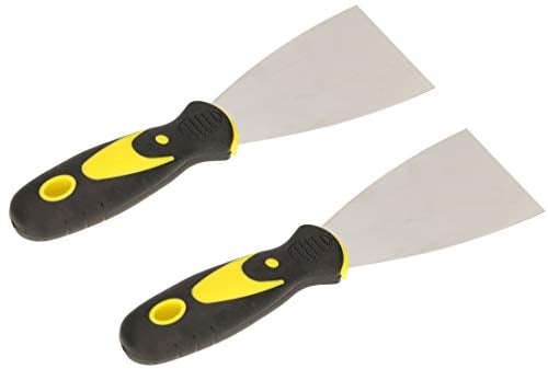 KOTARBAU set de 2 spatules de peintre en inox 60 mm Spatule de plâtrier Spatule universelle Grattoirs pour enlever Couteau à palette avec manche en caoutchouc