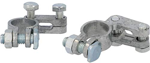 Cartrend 10514 Battery Terminals Universal 12 Volt for Standard Battery Pole with Screw Connection, Pack of 2 Plus and Minus, Angled