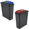 Set of 2-25L Litre Plastic Indoor Recycle Slimline Waste Bin with Lid for in the Home/Kitchen- Made in UK (Red And Blue)