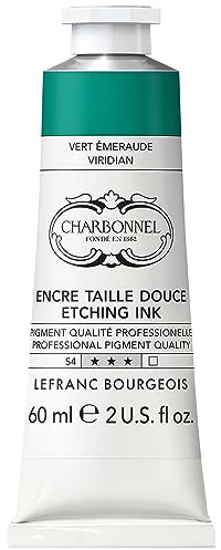 Charbonnel Kupferdruckfarben, hochpigmentierte Tiefdruckfarbe, ausgezeichnete Lichtechtheit, Vegan, lebendige Farben, alterungsbeständig, 60ml Tube - Smaragdgrün