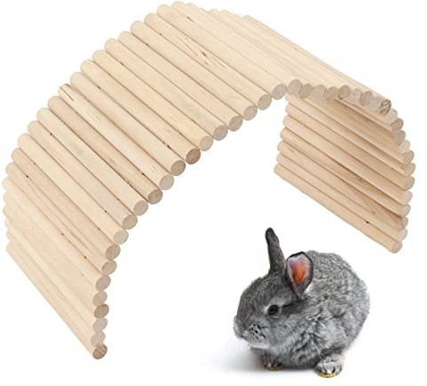 Kleintier Holzbrücke, Biegsam 15x40cm | Natürliches Birkenholz, Klettertunnel Versteck Rampe, Sicher Ungiftig, Für Kaninchen Meerschweinchen Hamster